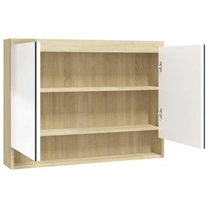 Bad Spiegelschrank 80x60 cm Weiß/Eiche