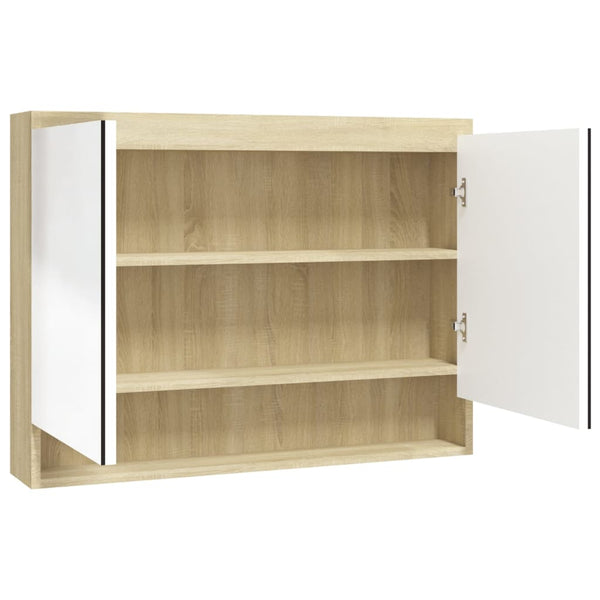 Bad Spiegelschrank 80x60 cm Weiß/Eiche