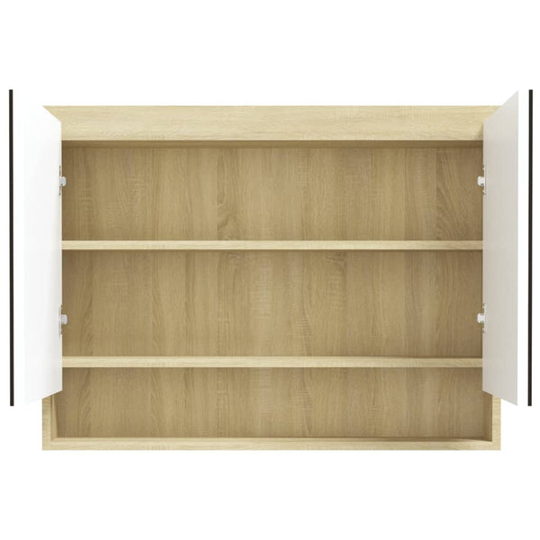 Bad Spiegelschrank 80x60 cm Weiß/Eiche