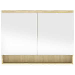 Bad Spiegelschrank 80x60 cm Weiß/Eiche