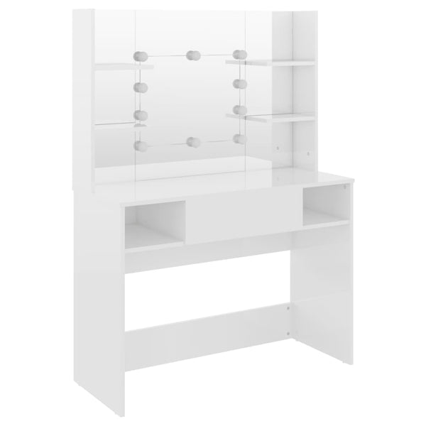 Schminktisch mit LED-Beleuchtung Weiß 100x40x135 cm