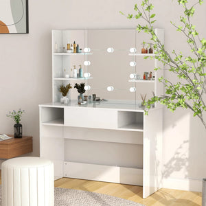 Schminktisch mit LED-Beleuchtung Weiß 100x40x135 cm
