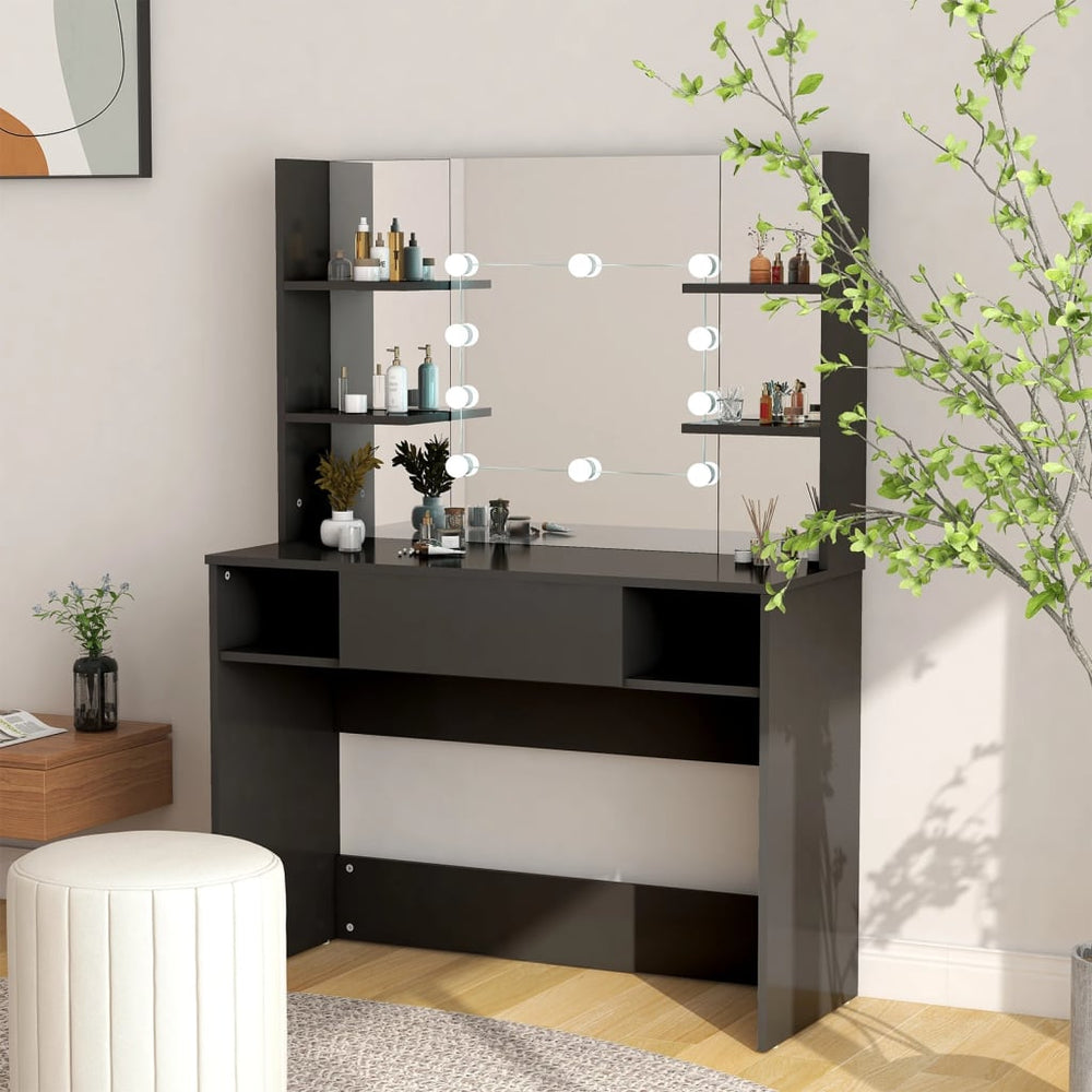 Schminktisch mit LED Schwarz 100x40x135 cm