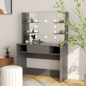 Schminktisch mit LED-Beleuchtung Grau