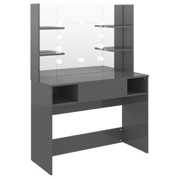 Schminktisch mit LED-Beleuchtung, Grau, 100cm