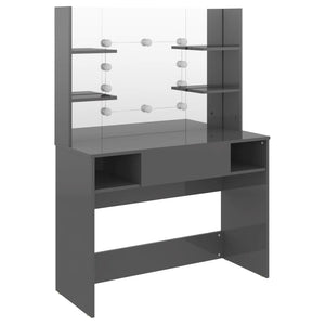Schminktisch mit LED-Beleuchtung, Grau, 100cm