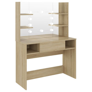 Schminktisch mit LED-Beleuchtung Eiche-Optik