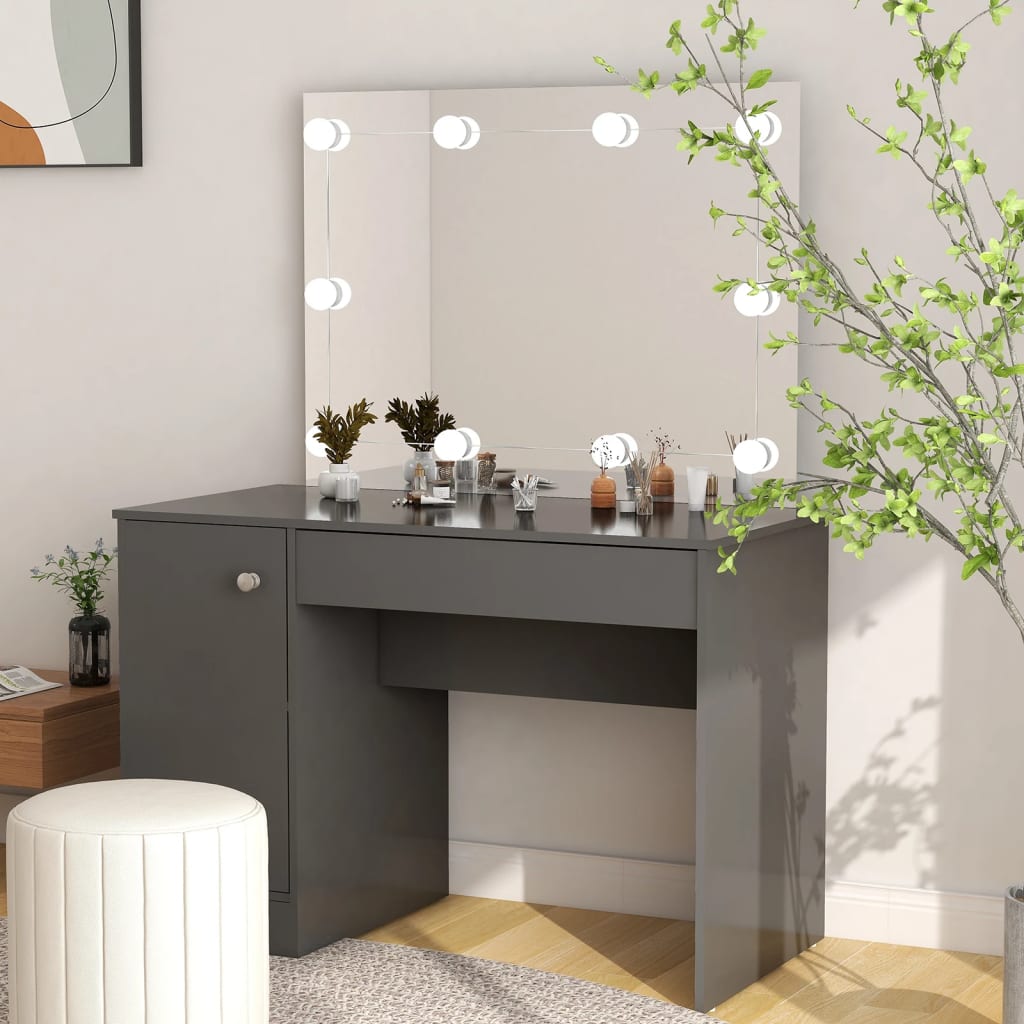 Schminktisch mit LED-Beleuchtung Grau