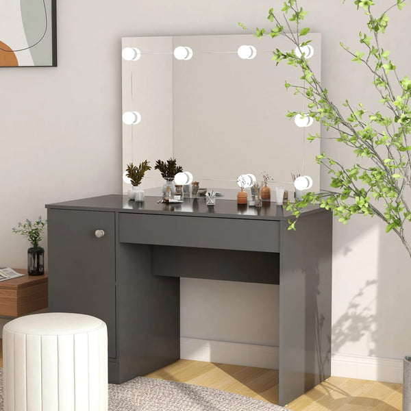 Schminktisch mit LED-Beleuchtung Grau
