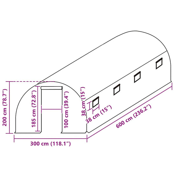 Ersatzabdeckung für Gewächshaus (18 m²) 300x600x200 cm Grün