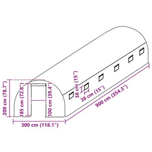 Ersatzabdeckung für Gewächshaus (27 m²) 300x900x200 cm Grün