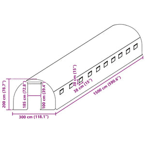 Ersatzabdeckung für Gewächshaus (45 m²) 300x1500x200 cm Grün