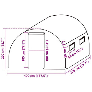 Ersatzabdeckung für Gewächshaus (8 m²) 400x200x200 cm Grün