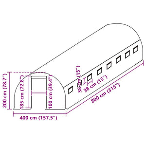 Ersatzabdeckung für Gewächshaus (32 m²) 400x800x200 cm Grün