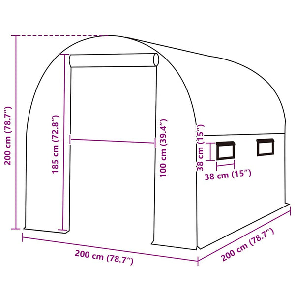 Ersatzabdeckung für Gewächshaus (4 m²) 200x200x200 cm Grün