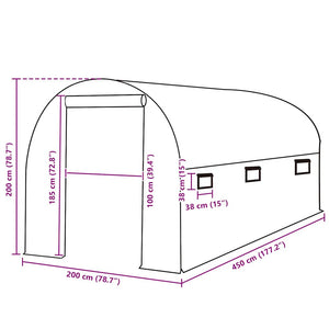 Ersatzabdeckung für Gewächshaus (9 m²) 200x450x200 cm Grün
