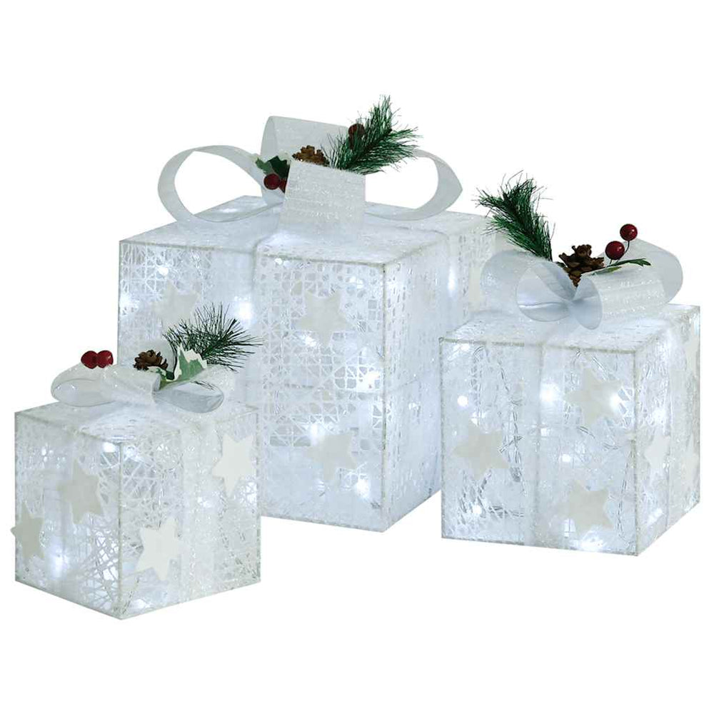 Geschenkboxen Deko-Set, 3 Stk., Weiß