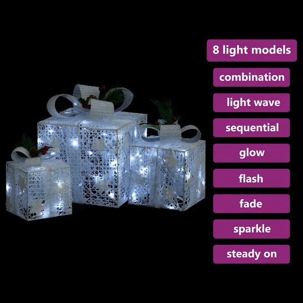 Geschenkboxen Deko-Set, 3 Stk., Weiß