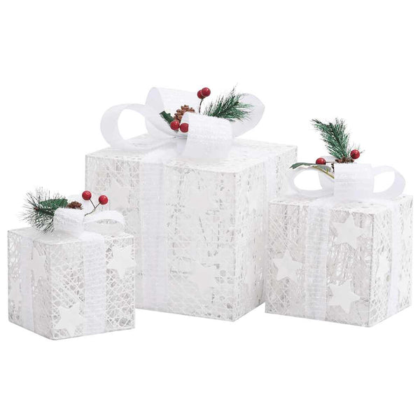 Geschenkboxen Deko-Set, 3 Stk., Weiß