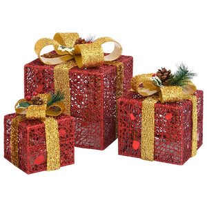 Geschenkboxen Deko-Set, 3 Stk., Rot