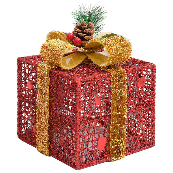 Geschenkboxen Deko-Set, 3 Stk., Rot