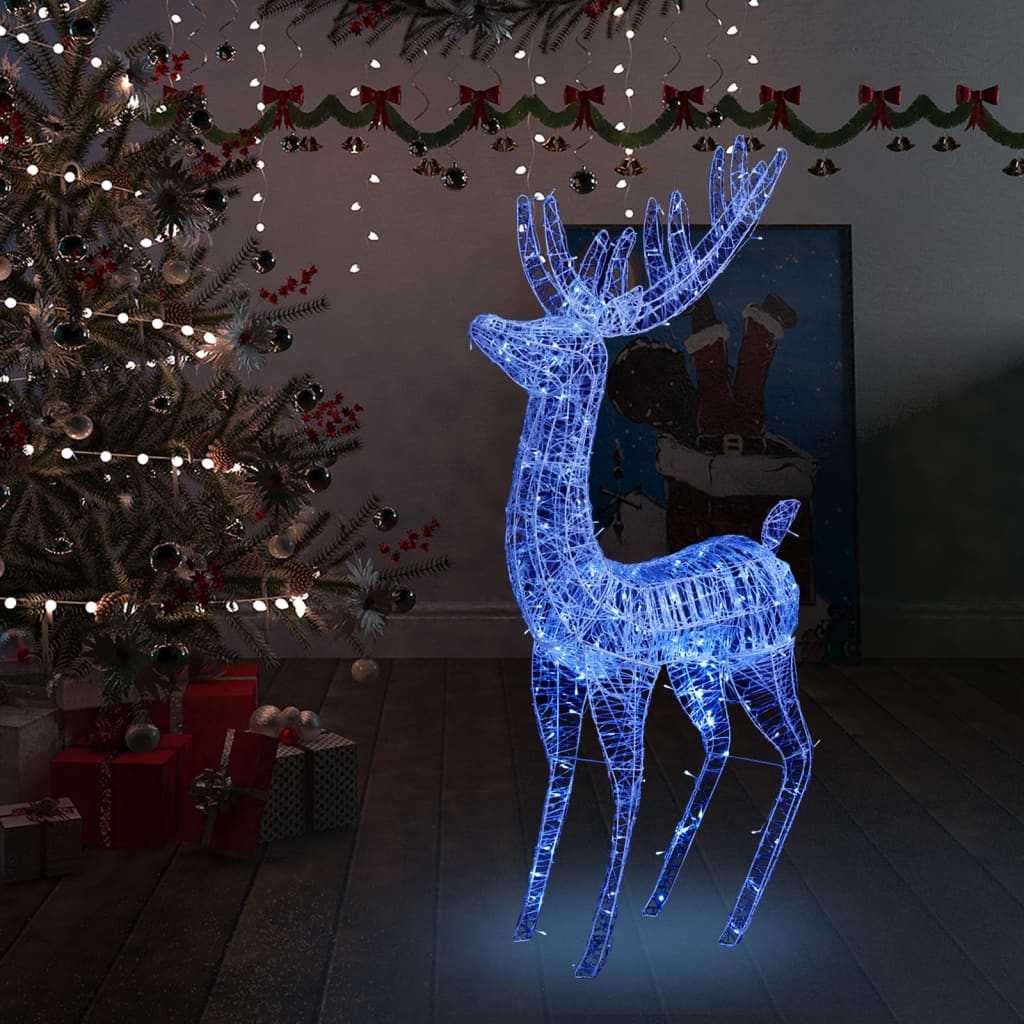 vidaXL Renne LED XXL Acrylique Décoration de Noël 250 LED 180 cm Bleu