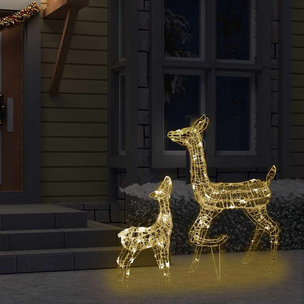 vidaXL Famille de rennes LED Décoration de Noël Acrylique 160 LED Blanc chaud