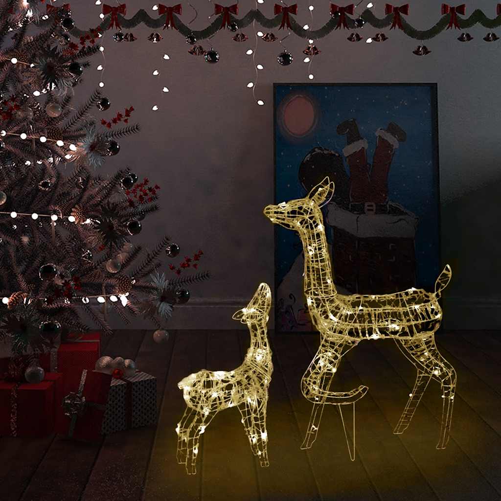 vidaXL Famille de rennes LED Décoration de Noël Acrylique 160 LED Blanc chaud