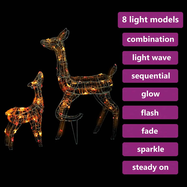 vidaXL Famille de rennes LED Décoration de Noël Acrylique 160 LED Multicolore