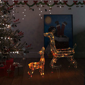 vidaXL Famille de rennes LED Décoration de Noël Acrylique 160 LED Multicolore