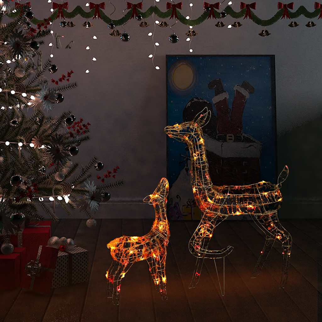 vidaXL Famille de rennes LED Décoration de Noël Acrylique 160 LED Multicolore