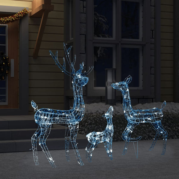 vidaXL Famille de rennes LED Décoration de Noël Acrylique 300 LED Blanc froid