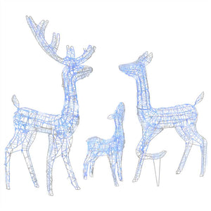 vidaXL Famille de rennes de Noël LED en acrylique 300 LED Bleu