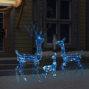 vidaXL Famille de rennes de Noël LED en acrylique 300 LED Bleu
