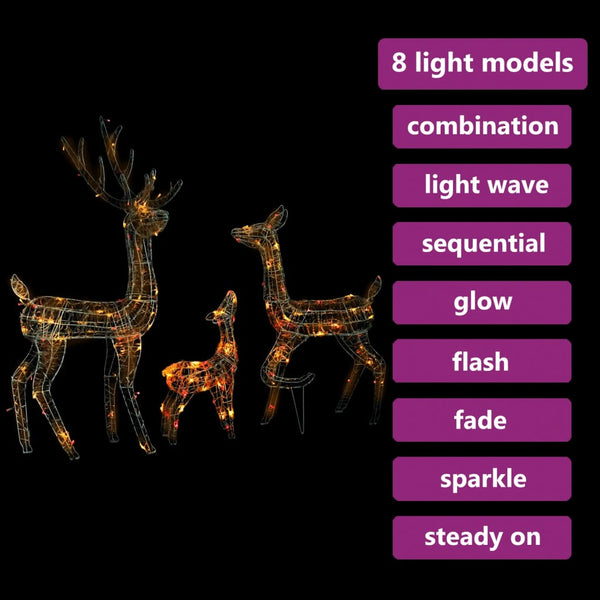 LED Rentier Familie Weihnachtsdeko Bunt