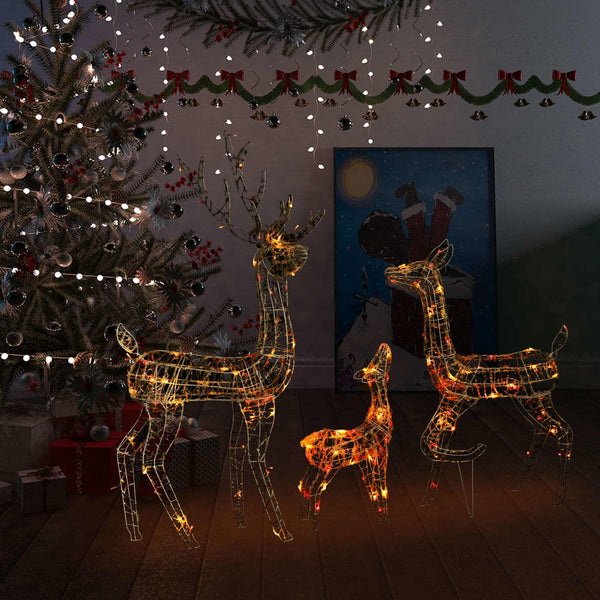LED Rentier Familie Weihnachtsdeko Bunt
