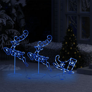LED Weihnachtsdeko Rentiere & Schlitten Blau