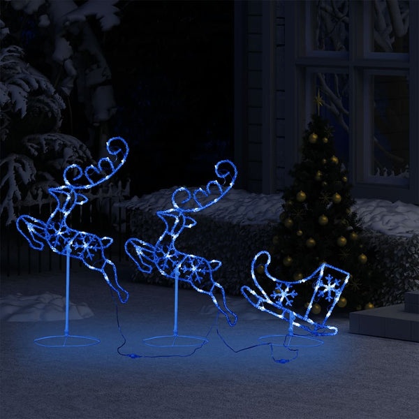 LED Weihnachtsdeko Rentiere & Schlitten Blau