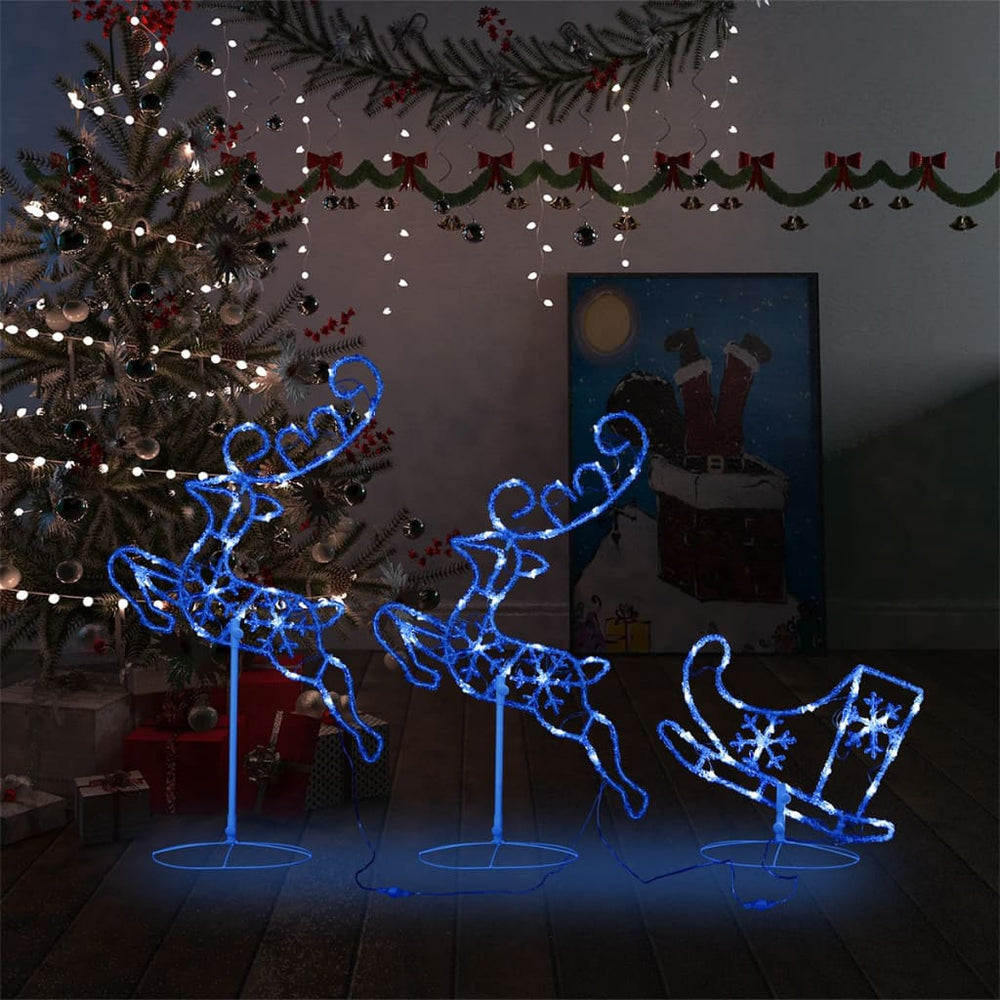 LED Weihnachtsdeko Rentiere & Schlitten Blau