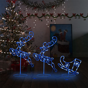 LED Weihnachtsdeko Rentiere & Schlitten Blau