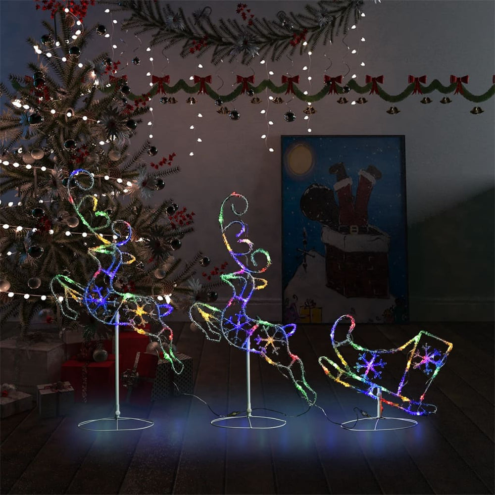 LED Rentiere & Schlitten Weihnachtsdeko Bunt