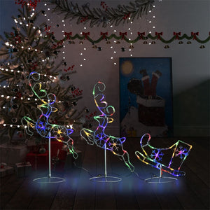 LED Rentiere & Schlitten Weihnachtsdeko Bunt