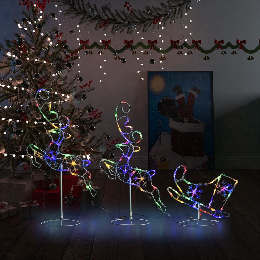 LED Rentiere & Schlitten Weihnachtsdeko Bunt