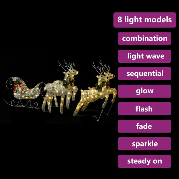 LED Rentier mit Schlitten Weihnachtsdeko Gold