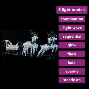 LED Rentier Schlitten Weihnachtsdeko Silber