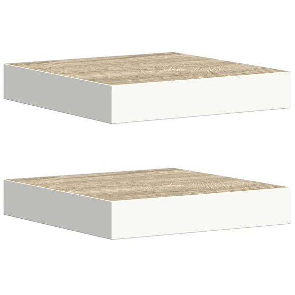 2er Set Schweberegale Eiche/Weiß