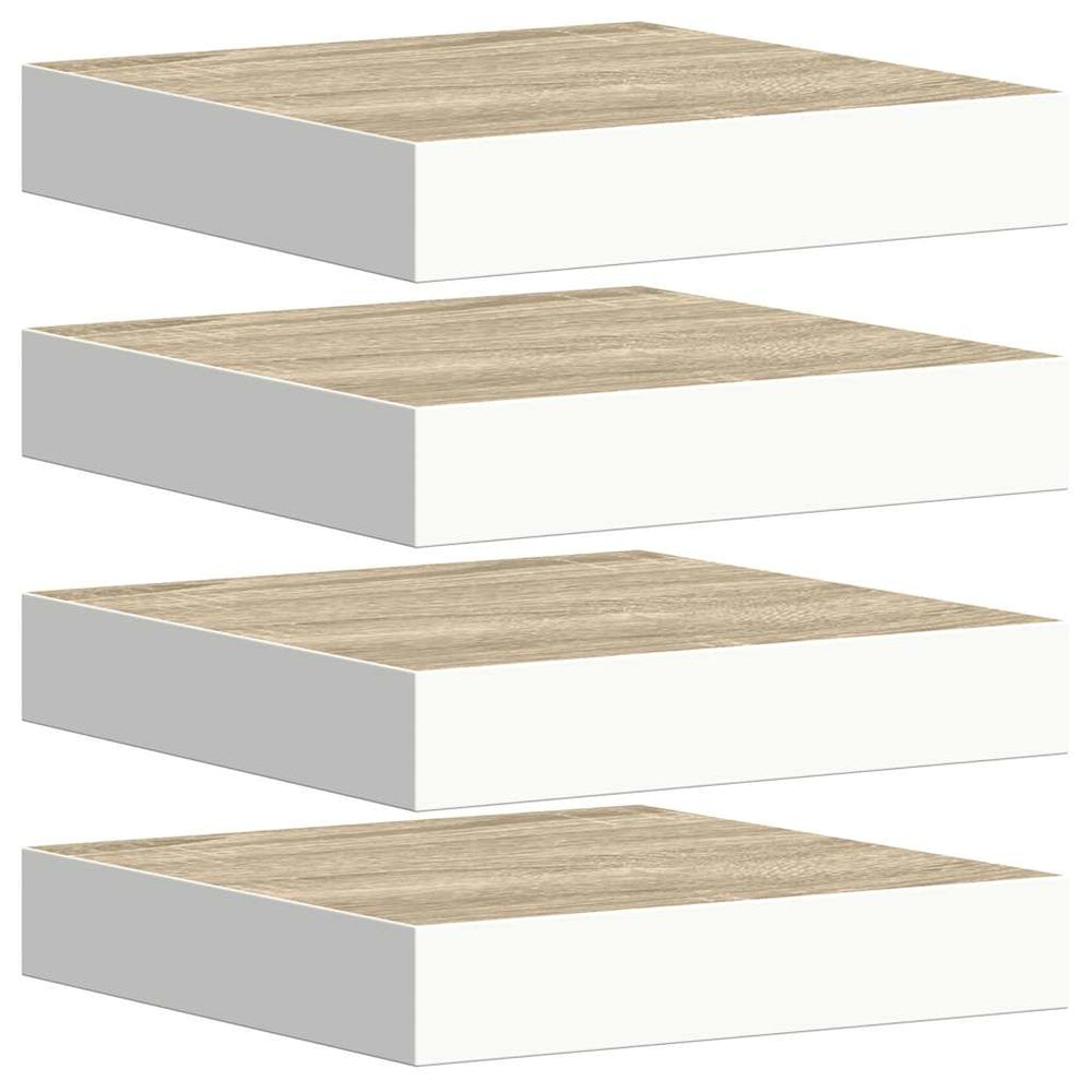 vidaXL Étagères flottantes 4 pcs aspect chêne et blanc 23x23,5x3,8 cm MDF
