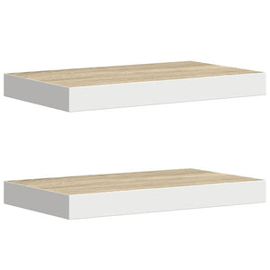Schweberegale Eiche & Weiß, 2er Set