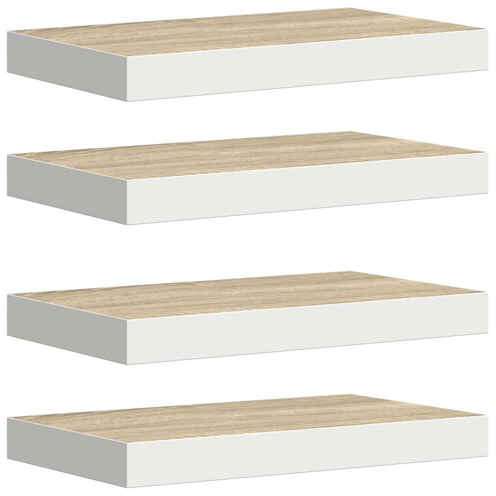 vidaXL Étagères murales flottantes 4 pcs aspect chêne et blanc 40x23x3,8 cm MDF