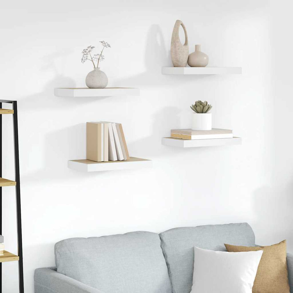 vidaXL Étagères flottantes 4 pcs aspect chêne et blanc 50x23x3,8 cm MDF